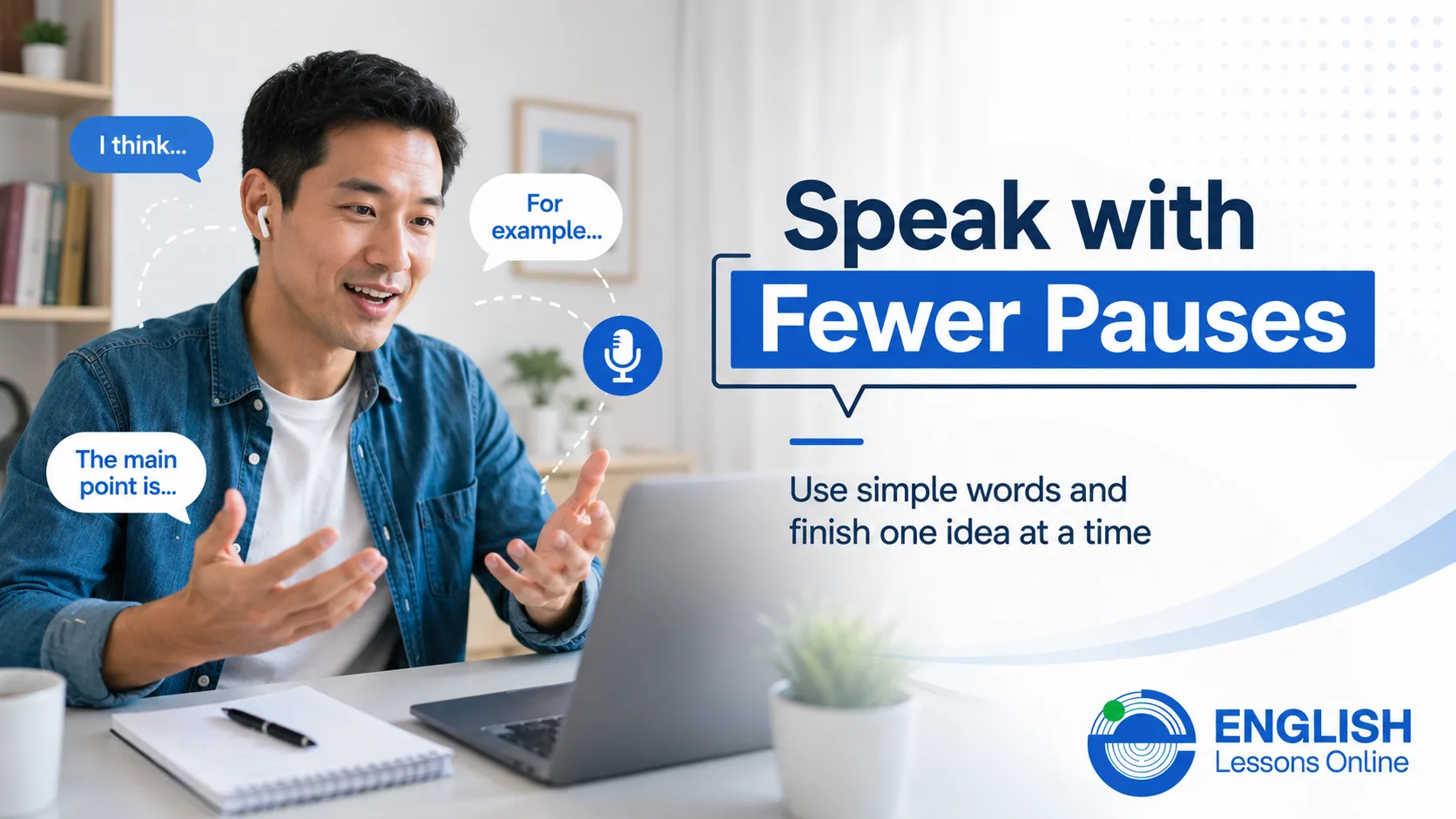 English learner using simple phrases to speak with fewer pauses