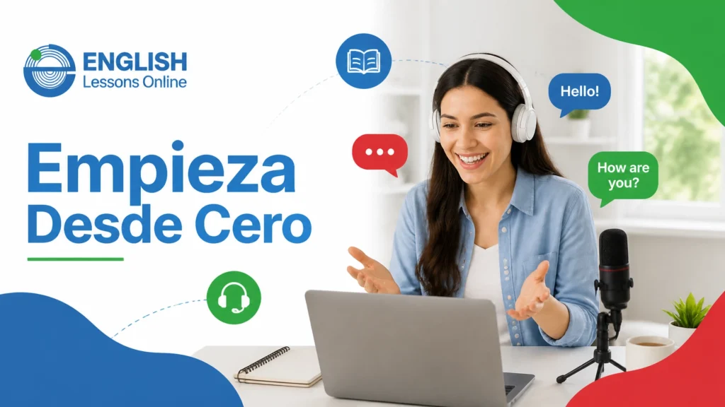 Mujer aprendiendo inglés online desde cero con una laptop